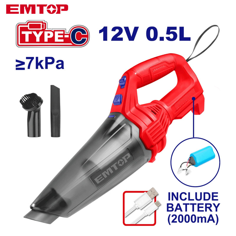 ASPIRATEUR PORTABLE POUR VOITURE 12V TYPE-C EMTOP