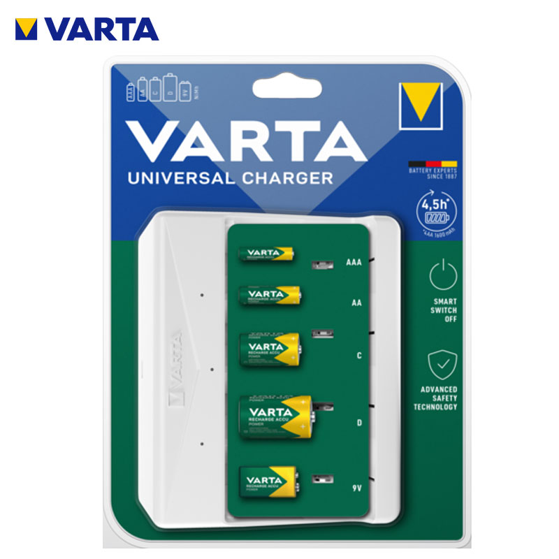 CHARGEUR PILLE UNIVERSEL 5EN1 AA/AAA/C/D/9V VARTA