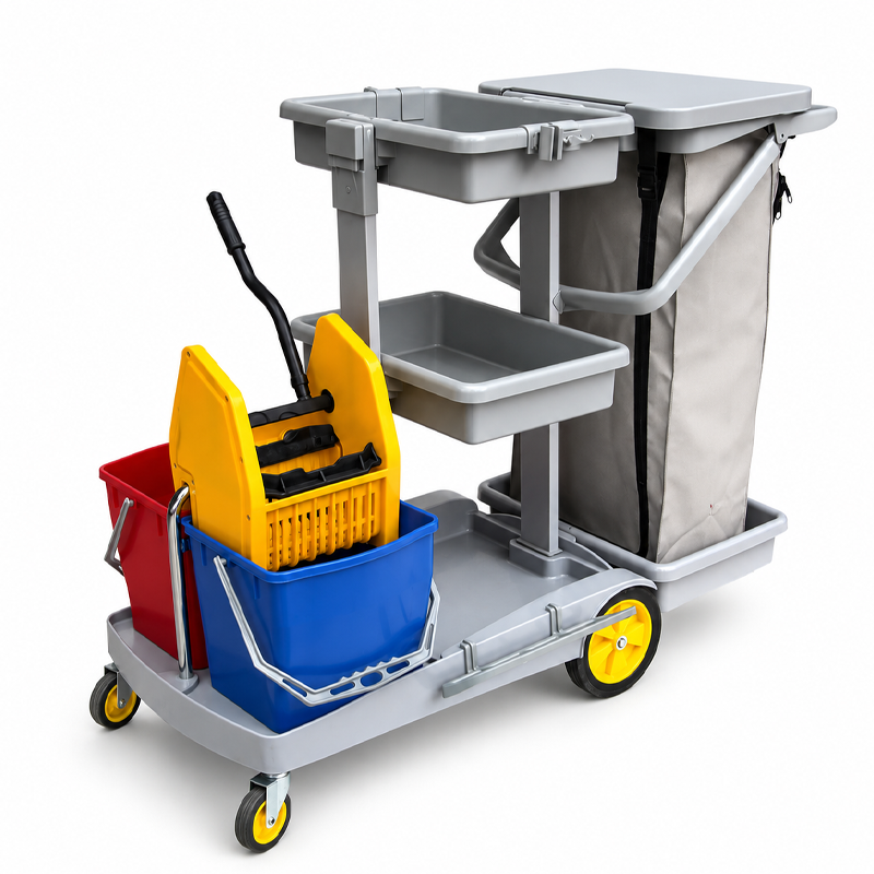 CHARIOT DE NETTOYAGE D’HÔTEL SERVICE NETTOYAGE MULTIFONCTION STF AVEC PRESSE