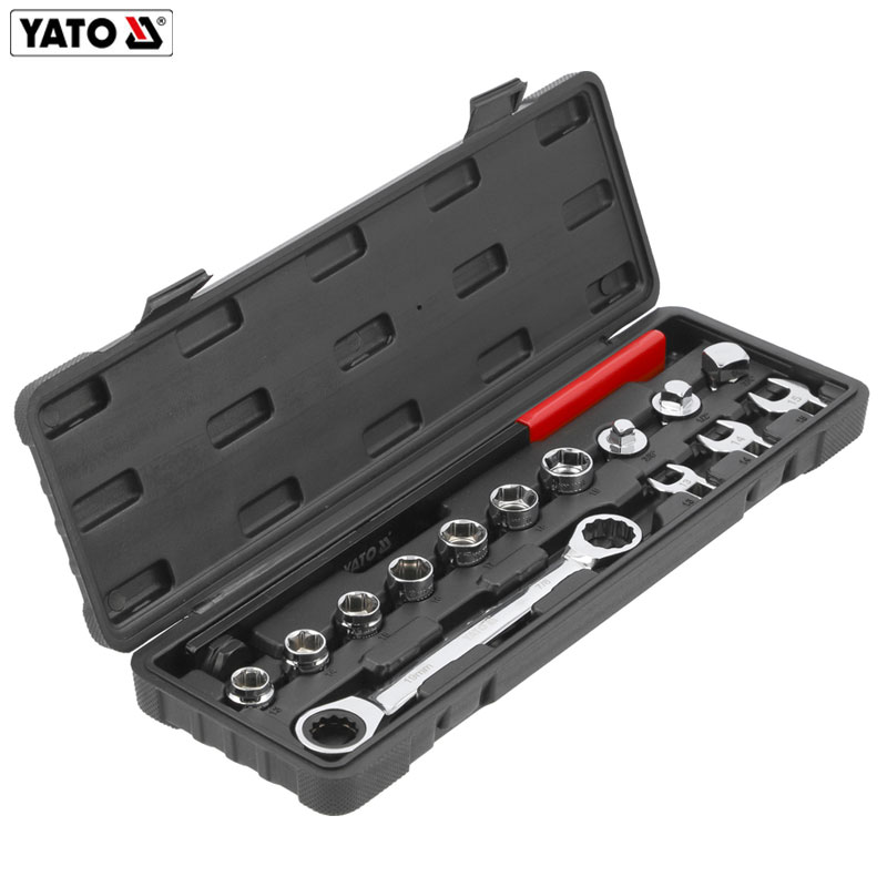 COFFRET CLE A CLIQUET POUR TENDEUR 3/8-1/2-3/4" CR-V 15PCS YATO