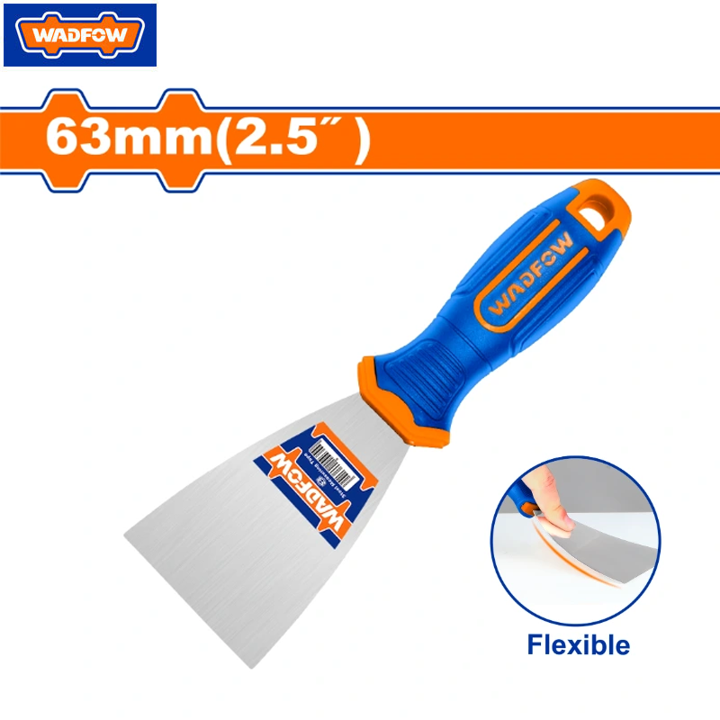 COUTEAU MASTIC FLEXIBLE MANCHE PLASTIQUE EN INOX 63MM WADFOW