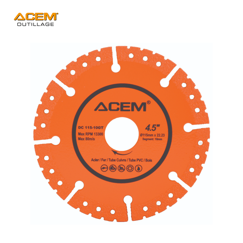 DISQUE DIAM MULTI-FONCTION ACIER/CUIVRE/PVC/BOIS DC115-10GT 115X10X22.23 ACEM