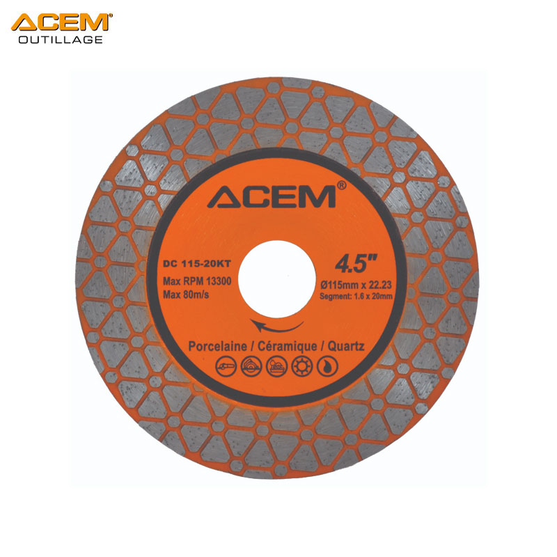 DISQUE DIAM ULTRA FIN P PORCELAINE/CERAMIQUE/QUARTZ DC115-20KT COUPE 45° D115X1.6X20X22.23 ACEM