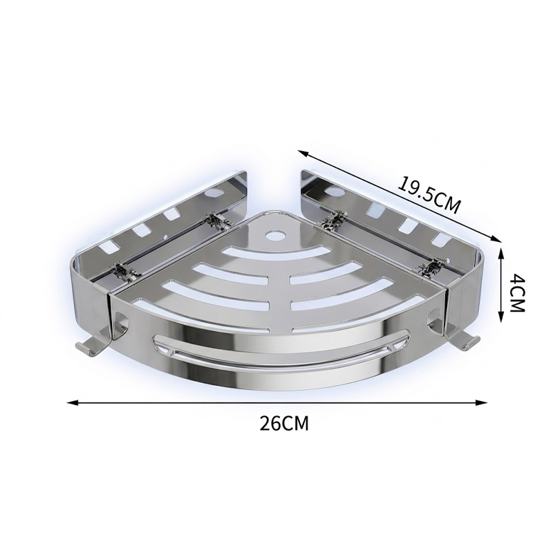 ETAGERE DE COIN DE SALLE DE BAIN SIMPLE EN INOX G.Z