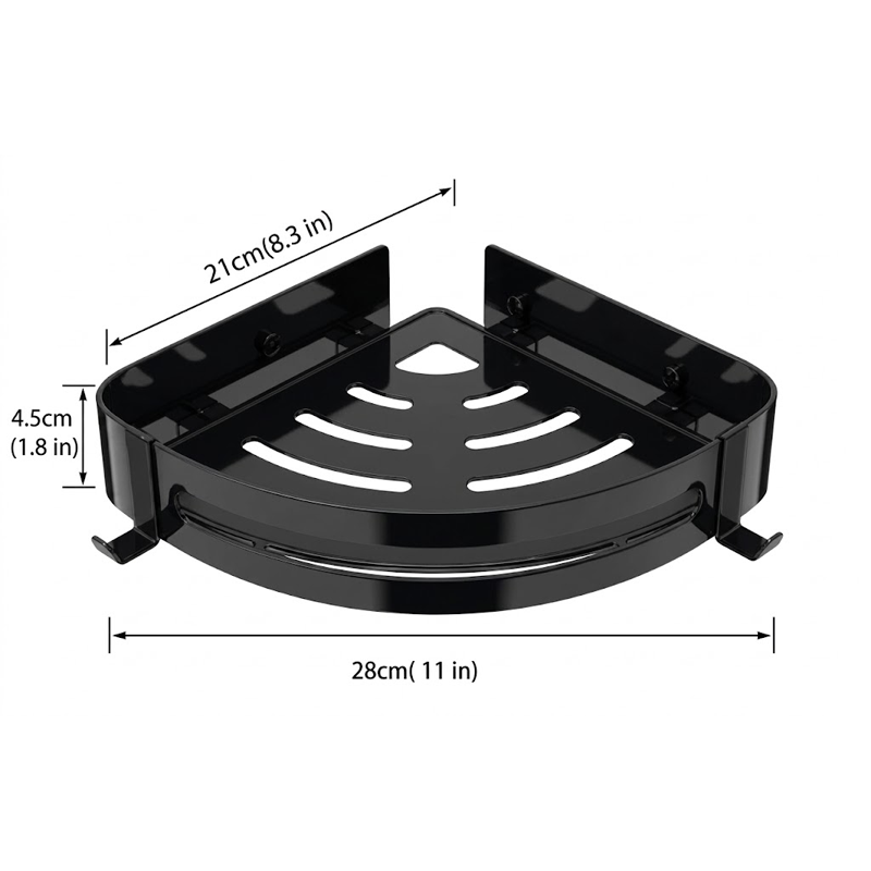 ETAGERE DE COIN DE SALLE DE BAIN SIMPLE EN INOX NOIR G.Z