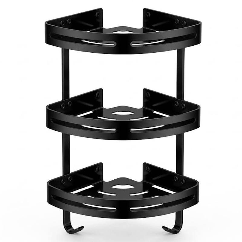 ETAGERE DE COIN DE SALLE DE BAIN TRIPLE EN INOX NOIR G.Z