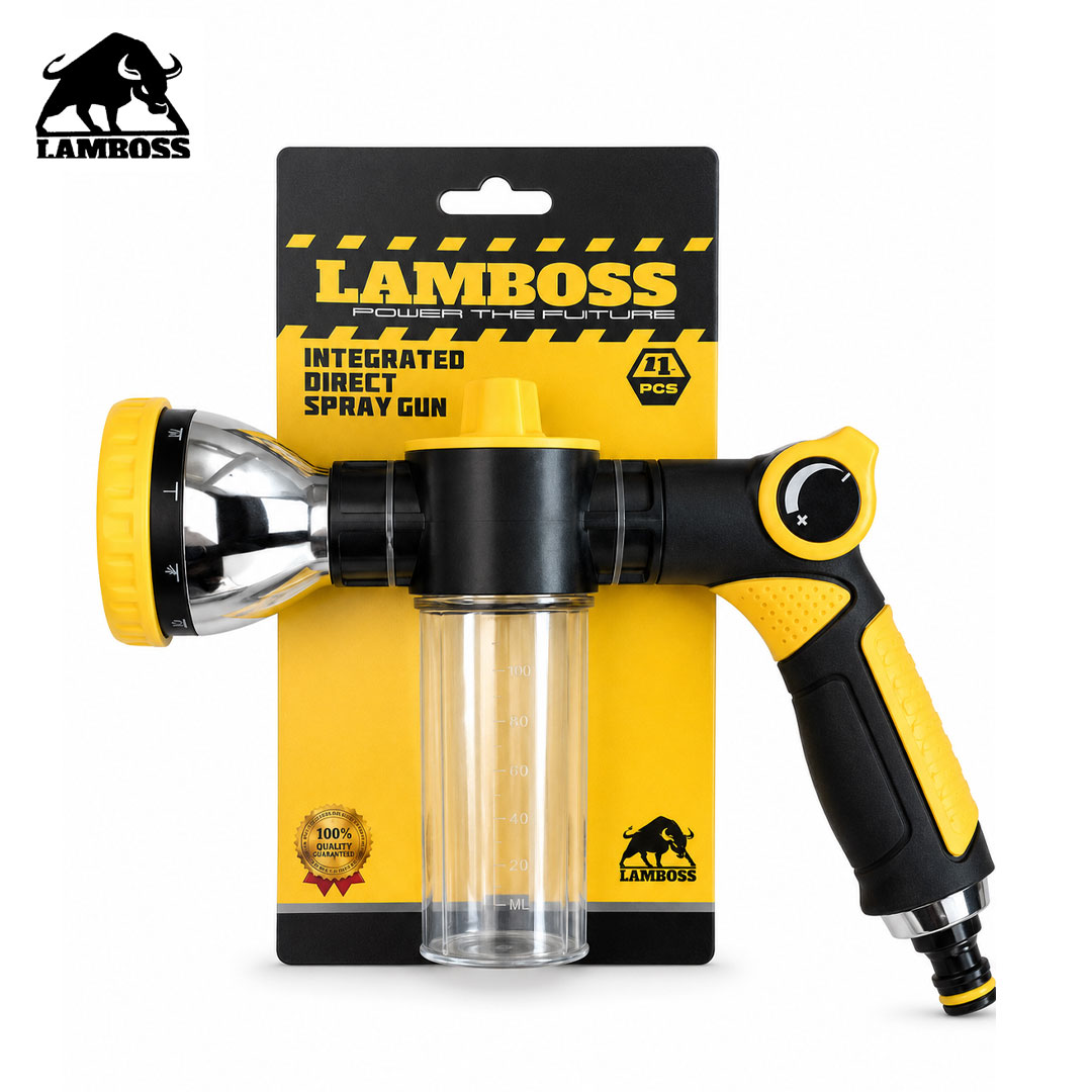 JET D'EAU PISTOLET REGLABLE 8 POSITIONS AVEC BOUTEILLE LIQUIDE LAMBOSS