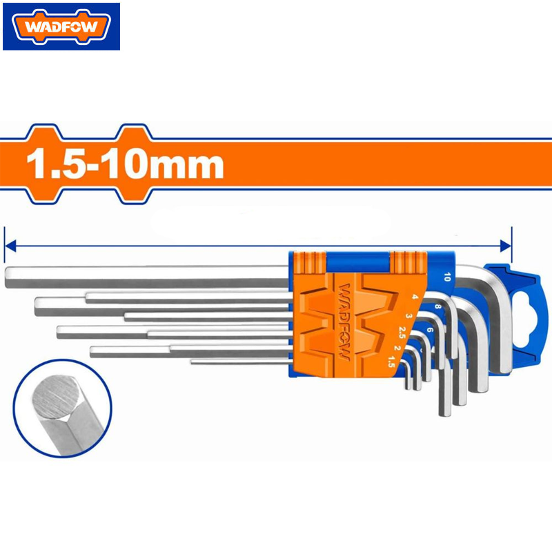 JEUX CLE MALE 6 PANS EXTRA LONG H1.5-10MM 09PCS WADFOW