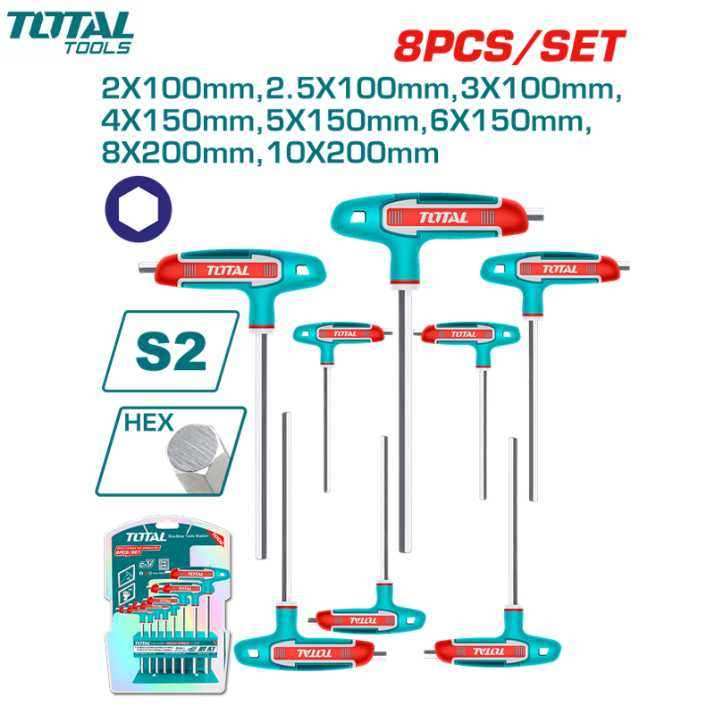 JEUX CLE MALE EN T HEX BOUT SPHERIQUE A SUPPORT 8PCS CR-V H2-H10 TOTAL