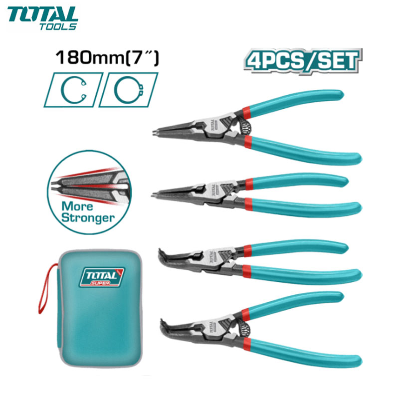 JEUX DE 4 PINCE CIRCLIPS INT & EXT DROITE & COUDE 180MM TOTAL