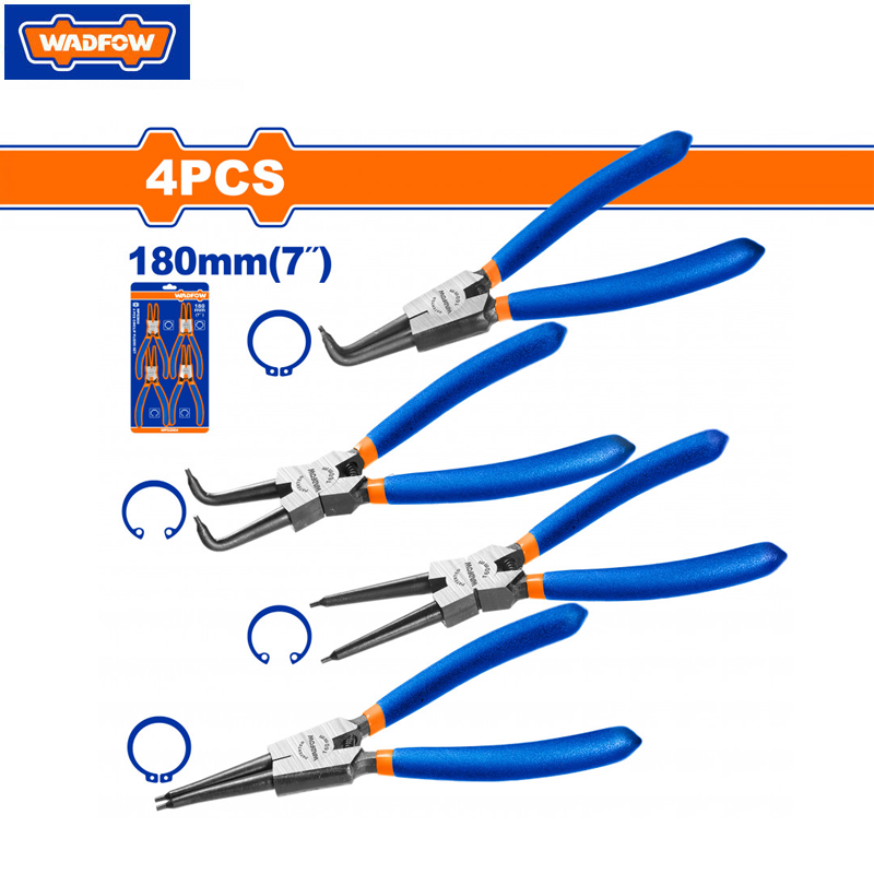 JEUX DE 4 PINCES CIRCLIPS INT/D & C EXT/D & C 7"-180MM WADFOW