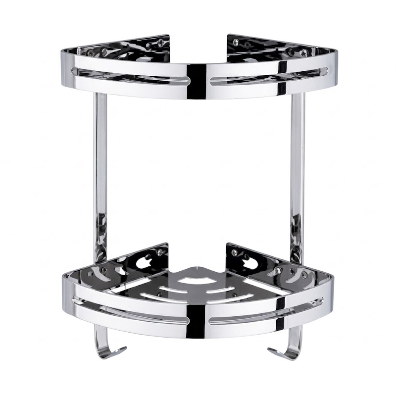 ETAGERE DE COIN DE SALLE DE BAIN DOUBLE EN INOX G.Z