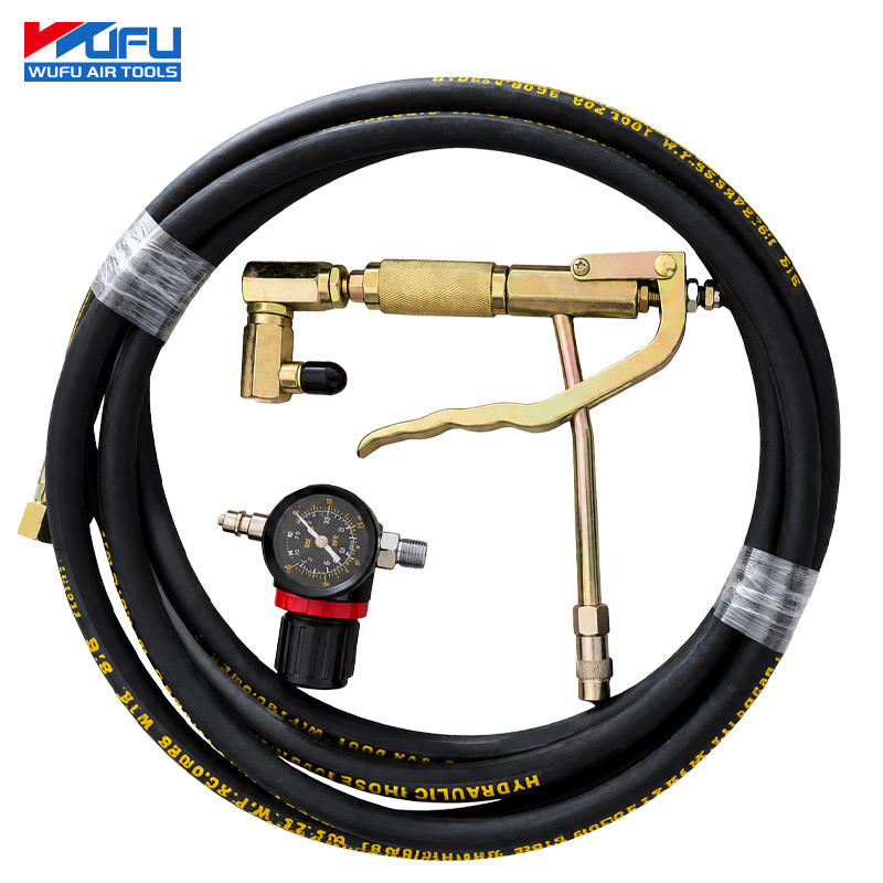 PISTOLET DE GRAISSE PNEUM.AVEC FLEXIBLE NOIR & MANO WUFU