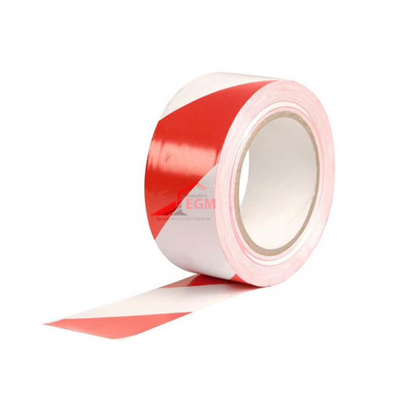 ROULEAU RUBAN 50MMX25M SIGNALISATION ADHÉSIF ROUGE ET BLANC
