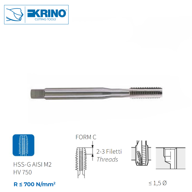 TARAUD MACHINE DROIT ENTRE "C" HSS-G DIN371/C KRINO