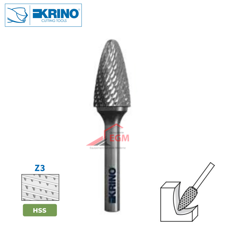 FRAISE HSS ROTATIVE FLAME CONIQUE Z3 KRINO