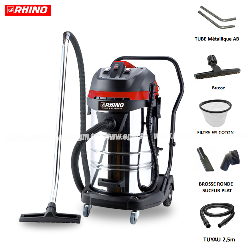 ASPIRATEUR 80L 3000W 3 MOTEUR EN INOX 220 V RHINO