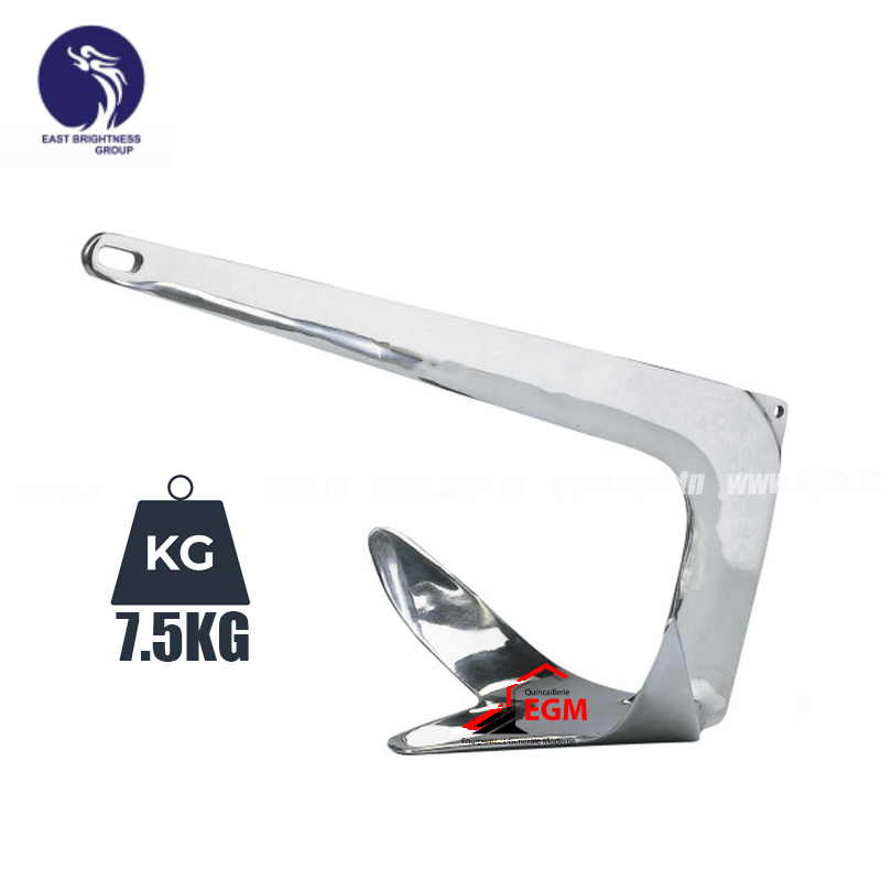 ANCRE DROITE POUR BATEAU EN INOX AISI 316 7.5 KG EAST
