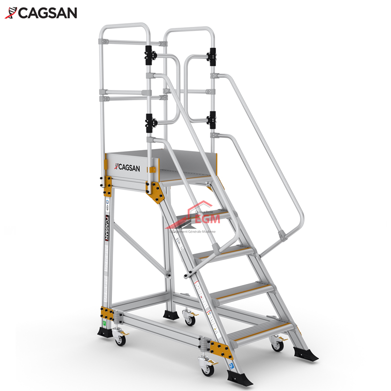 ECHELLE A PLATFORME INDUSTRIELLE EN ALUMINIUM EP4 5 MARCHE CAGSON