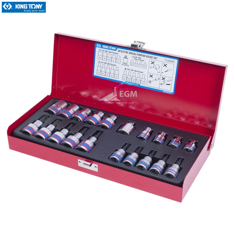 COFFRET CLE DOUILLE TORX MALE ET FEMELLE 1/2 & 3/8 20PCS KING TONY