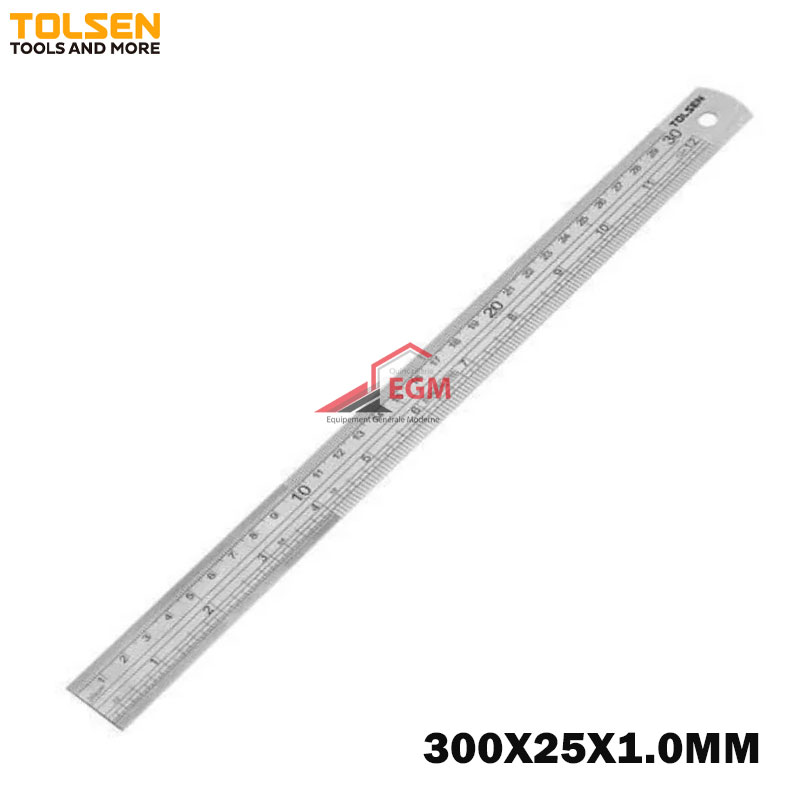 REGLE PLATE EN INOX 300X25X1.0MM TOLSEN