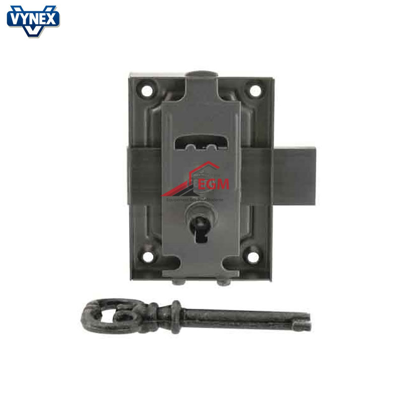 SERRURE DE PLACARD EN APPLIQUE 25MM CLE DROITE EN ACIER BRONZE VYNEX