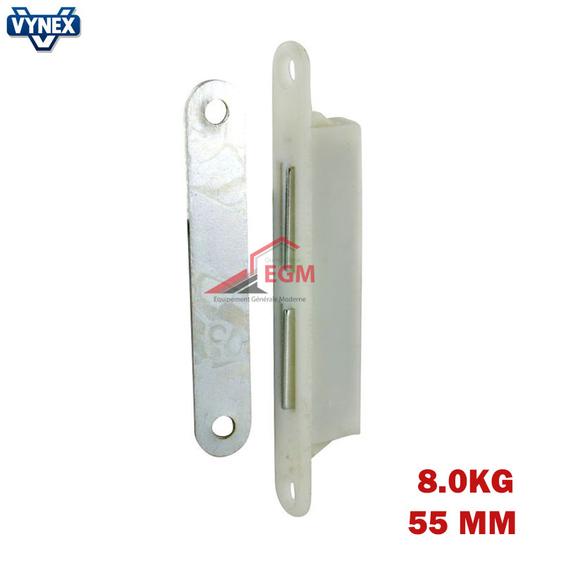 LOQETEAU MAGNETIQUE ENCASTRE BLANC 55MM 8.0KG 1PCS VYNEX