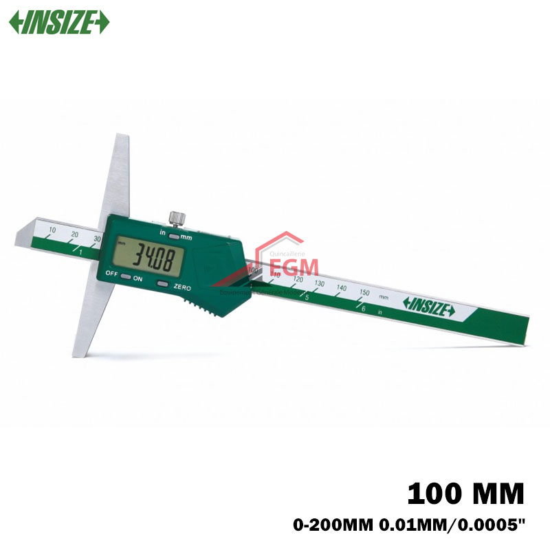 JAUGE DE PROFONDEUR DIGITAL 0-200MM 0.01MM/0.0005" BASE 100MM INSIZE