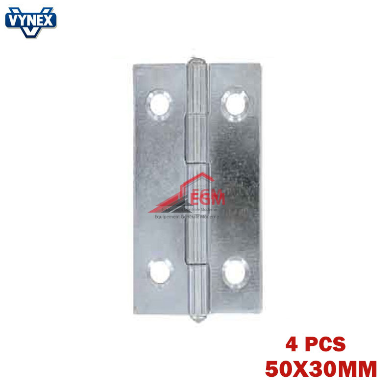CHARNIERE FIXE EN ACIER ZINGUE 50X30MM 4PCS VYNEX