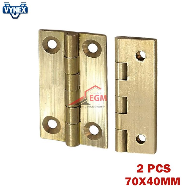 CHARNIERE FIXE EN ACIER LAITONNE 70X40MM 2PCS VYNEX