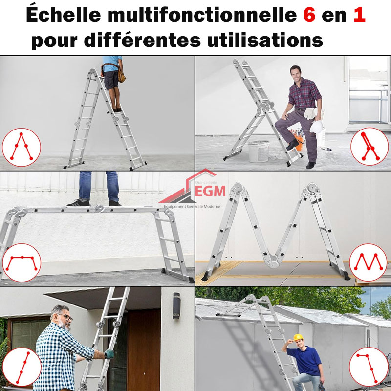 Echelle télescopique multifonction 4x5 marches 5.7M