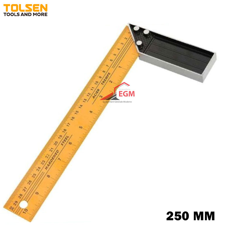 EQUERRE DE MENUISIER EN ALUMINIUM 250 MM TOLSEN
