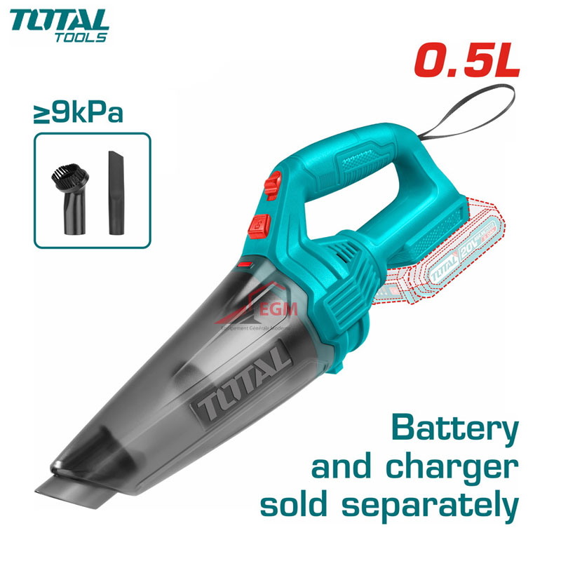 ASPIRATEUR VOITURE RECHARGABLE SANS FIL 20V SANS CHARGEUR & BATTERIE TOTAL