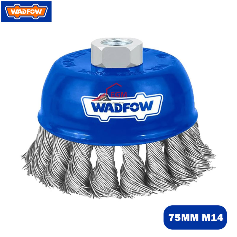 BROSSE A MEULE BOIS CON ACIER TORSADE 75MM M14 WADFOW