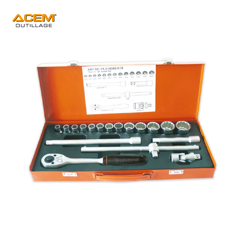 COFFRET CLE DOUIL 1/2" 19PCS 6 PANS 10-32 MM ACEM