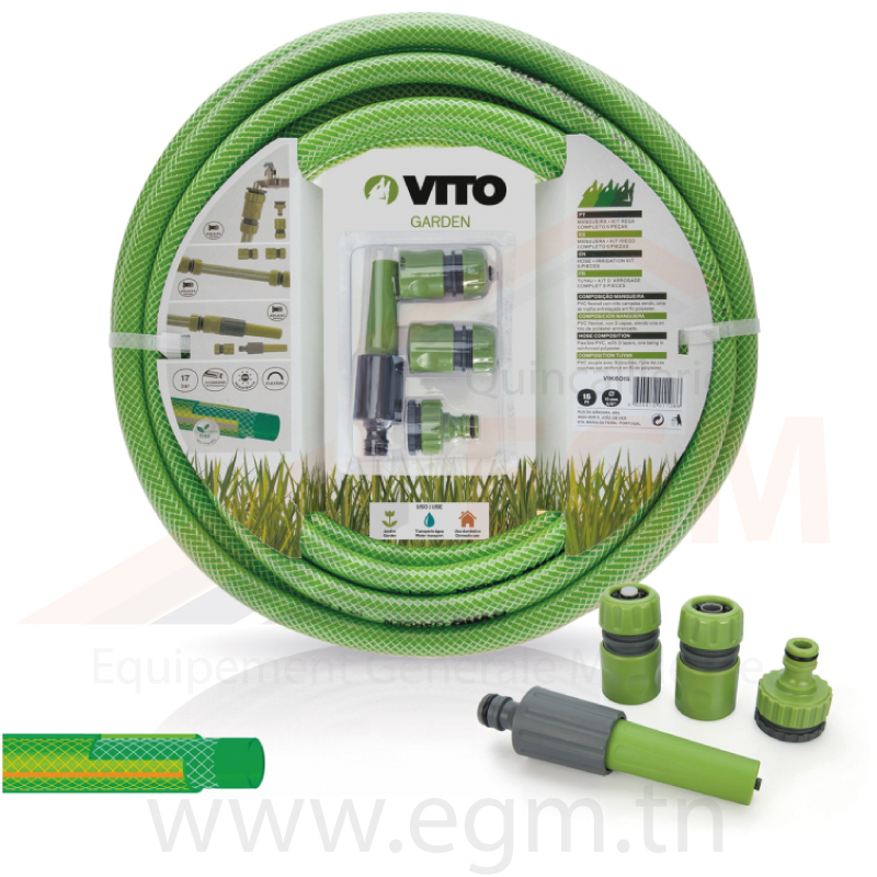 KIT D ARROSAGE COMPLET AVEC TUYAU 15mm - 5/8" -20 MTS VITO
