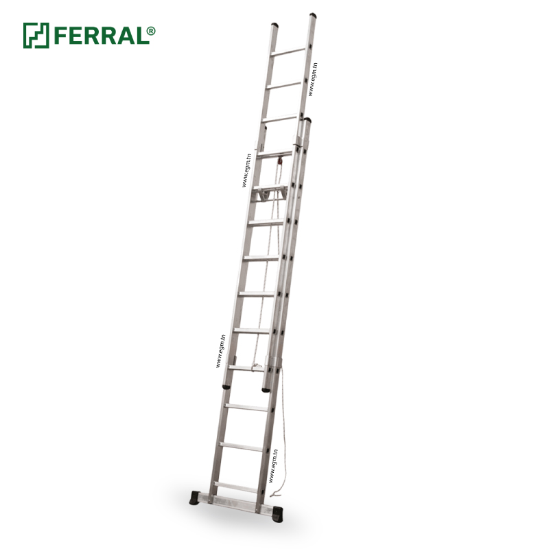 Echelle DOUBLE en aluminium coulissant a corde FERRAL