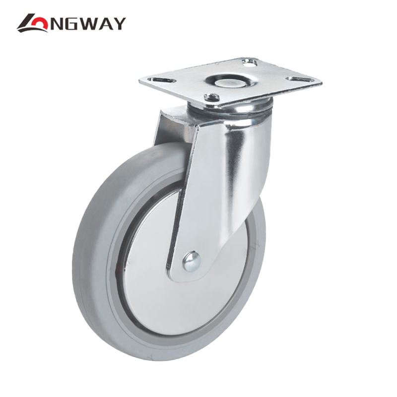 Roue pivotante a roulement Gris + Chrome avec noyau en PP FA-03