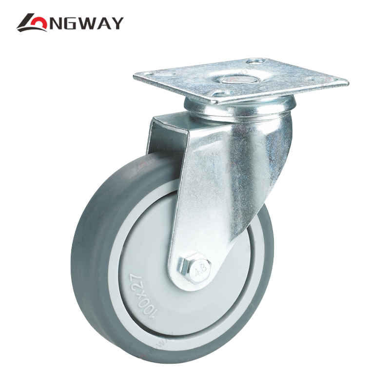 Roue pivotante gris avec noyau PP, roulement à billes diamètre 50