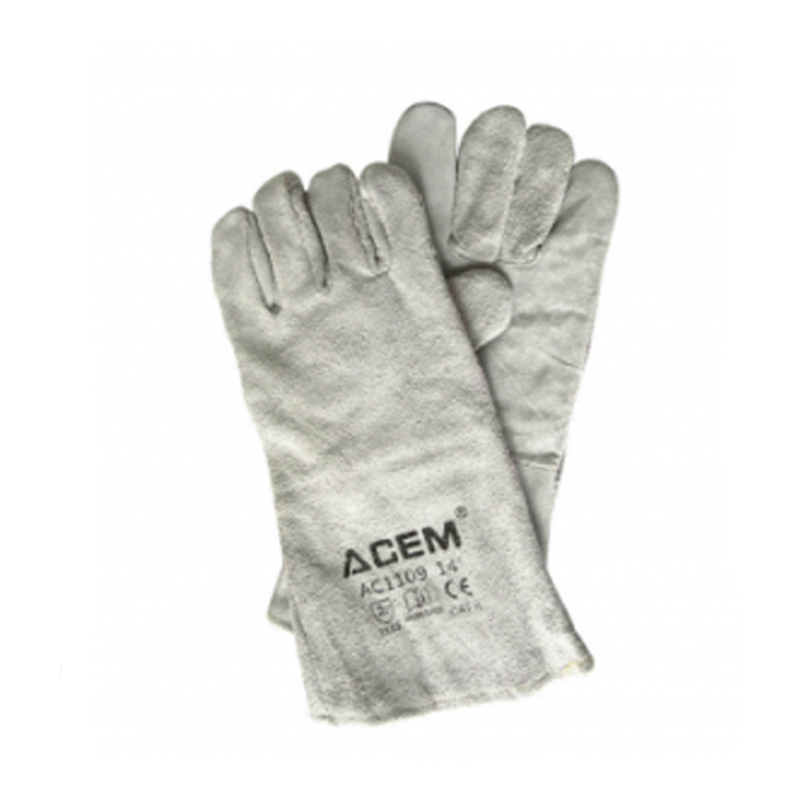 PAIRE DE GANT ANTI-CHALEUR EN CUIRE SOUDEUR 14" GRIS ACEM