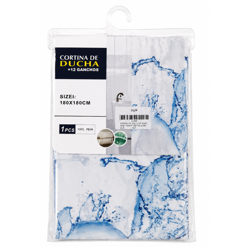 RIDEAU DE SALLE DE BAIN EN POLYSTER AVEC MOTIF180/180 A-086 G.Z