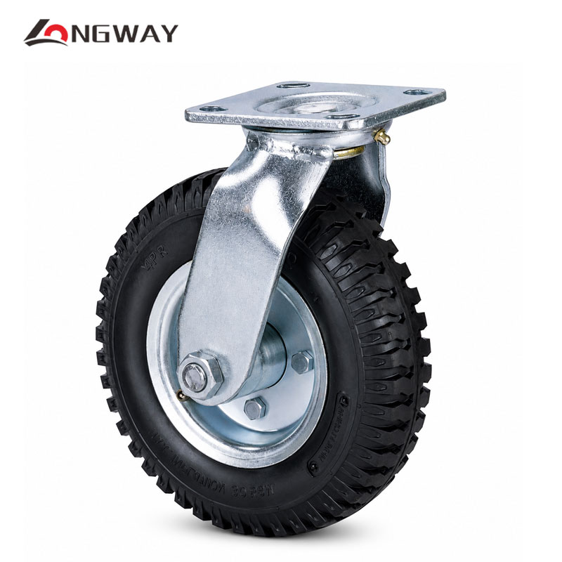 ROUE GONFLABLE PIVO EN CAOUTCHOUC NOIR NOYAU EN ACIER