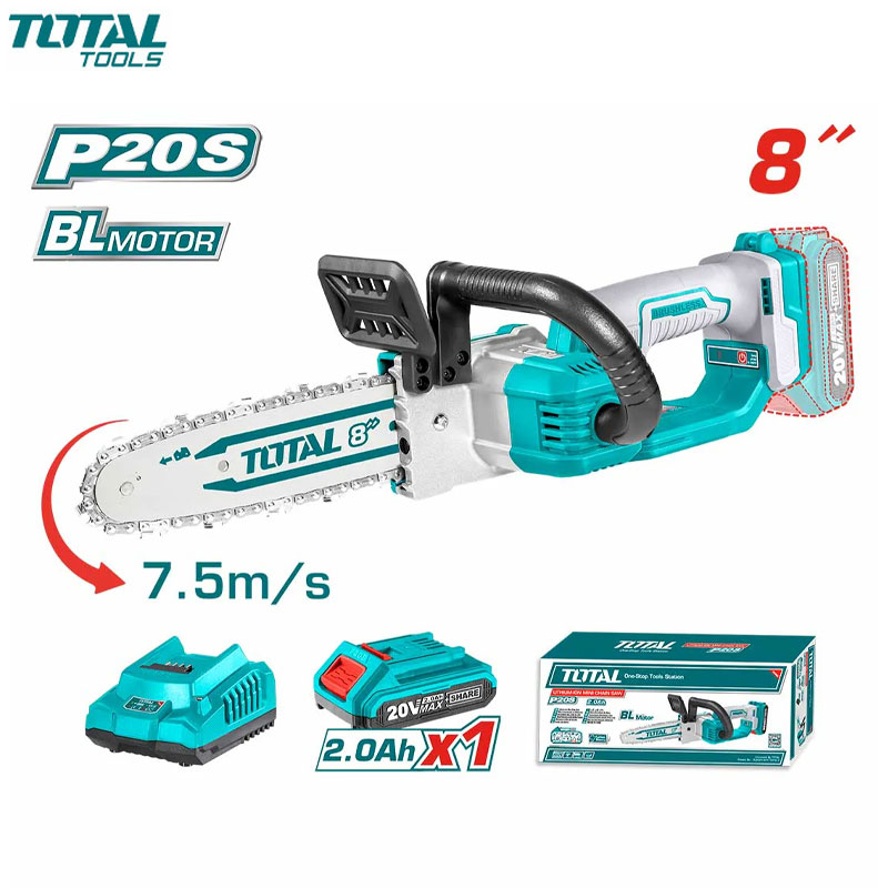 TRANCONEUSE A CHAINE MINI SANS FIL 8"-200MM 20V AVEC CHARGEUR & 1 BATTERIE 2AH TOTAL