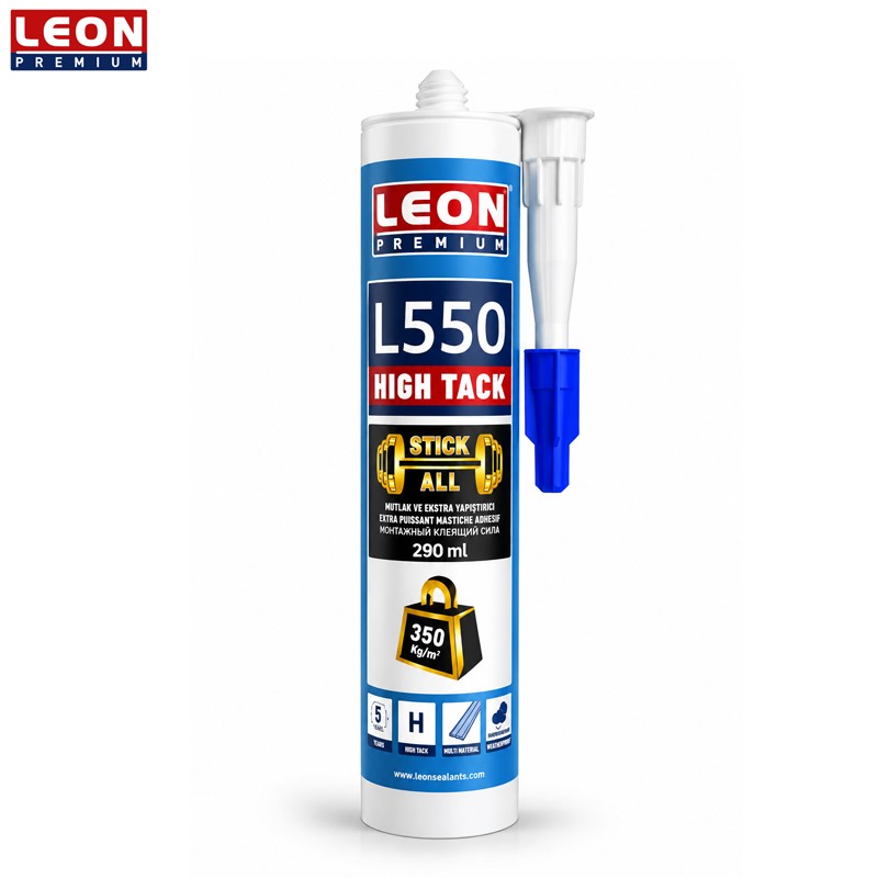 TUBE SILICONE COLLE DE MONTAGE HIGH TACK BLANC L550 290ML 350Kg/m2 LEON