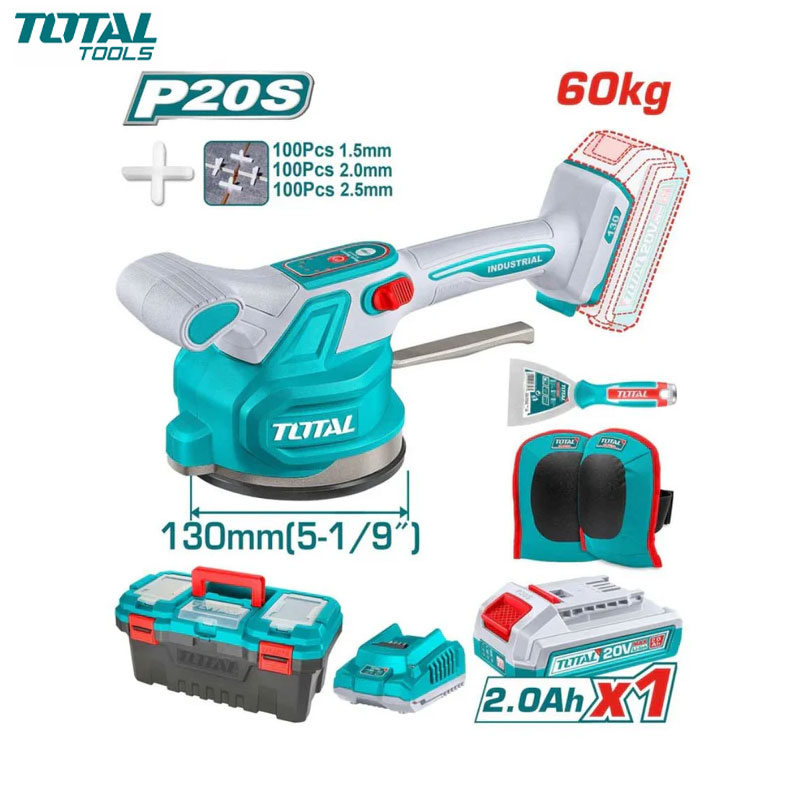 VENTOUSE DE POSE CARREAUX VIBRANTE 20V AVEC 1 CHAR & BATTERIE 2.0AH +ACC TOTAL